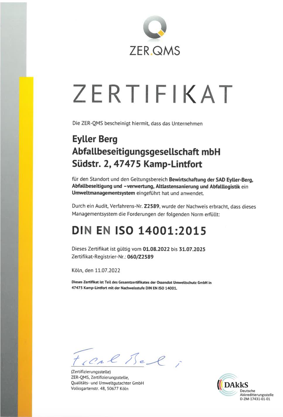 Zertifikat 14001